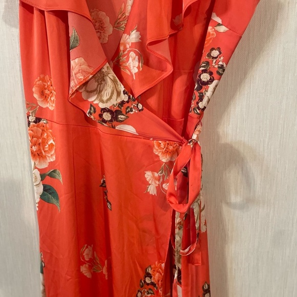 INC International Concepts Women’s Side Tie Wrap Dress Floral Satin Size Large - Picture 8 of 15